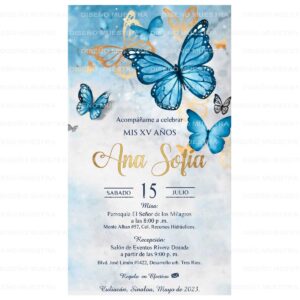 Invitación Digital : XV Años Mariposas Azules