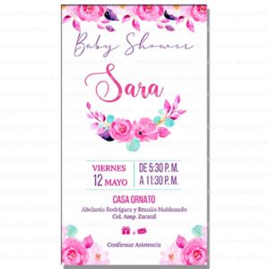 Invitación Digital : Baby Shower Floral Sara