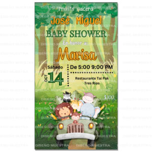 Invitacion baby shower safari niño