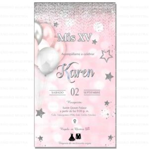 Invitación Digital : XV Años Rosa con Plata