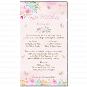 Invitación Digital : XV Años Floral Colores pastel Melissa