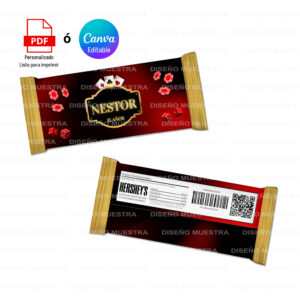 Envoltura de Chocolate Hershey’s XV Años Casino | Archivo Imprimible